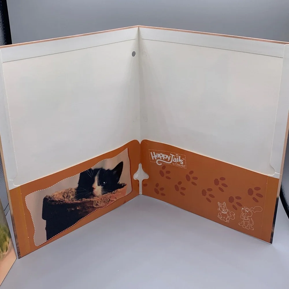 Vintage Happy Tails by Class Act 2005 3 Ring Binder Folder Cat in Pot